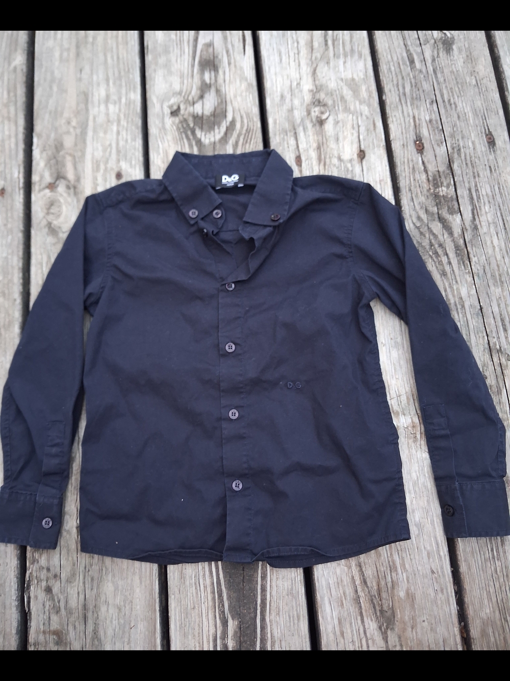 D&G Boys Navy Button-Down Long Sleeve Shirt Size 5
